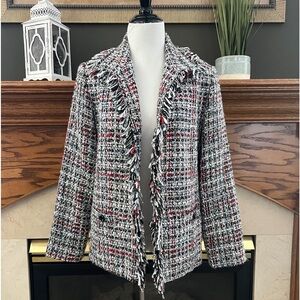 Graff by Um Company Vintage Wool Blend Fringe Tweed Blazer Jacket Size Medium‎